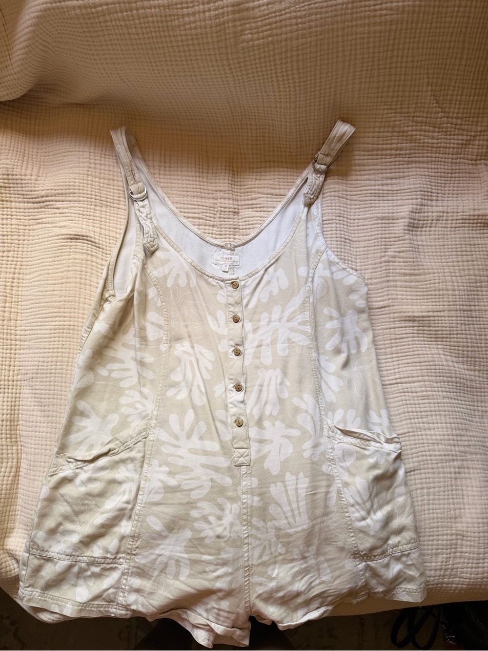 Roark Cream and White Floral Button-Front Romper